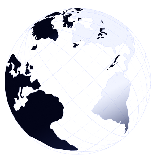 Interactive 3D globe showing global transactions